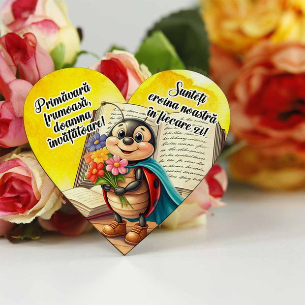 Martisor personalizat pentru educatoare, invatatoare clasa super buburuzelor