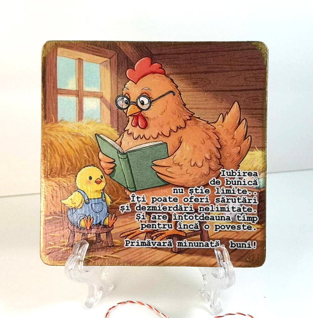 Felicitare din lemn, personalizata pentru bunica - cadou martie