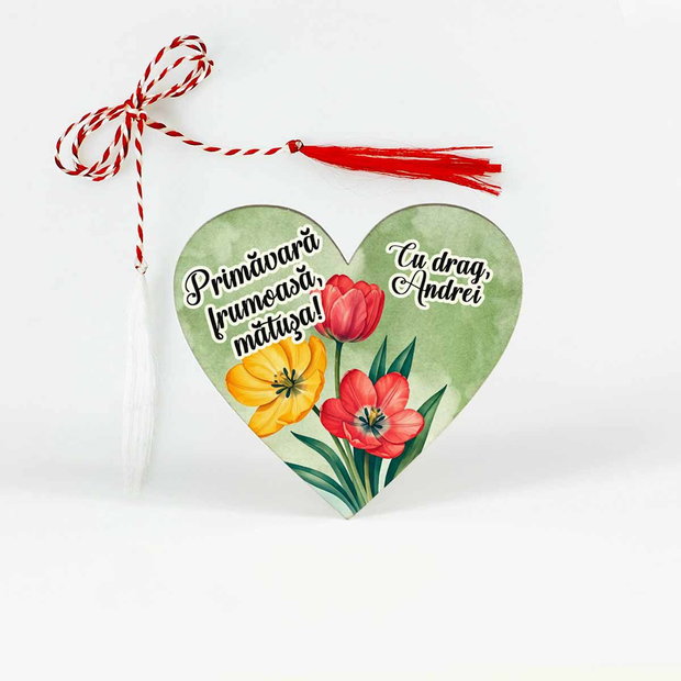 Mărțișor cu lalele pentru mătușă