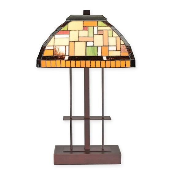Lampa de masa Tiffany cu decor geometric