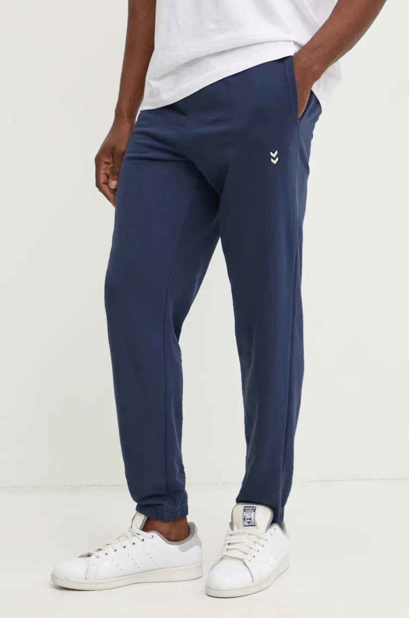 Hummel pantaloni de trening culoarea albastru marin, neted, 229312