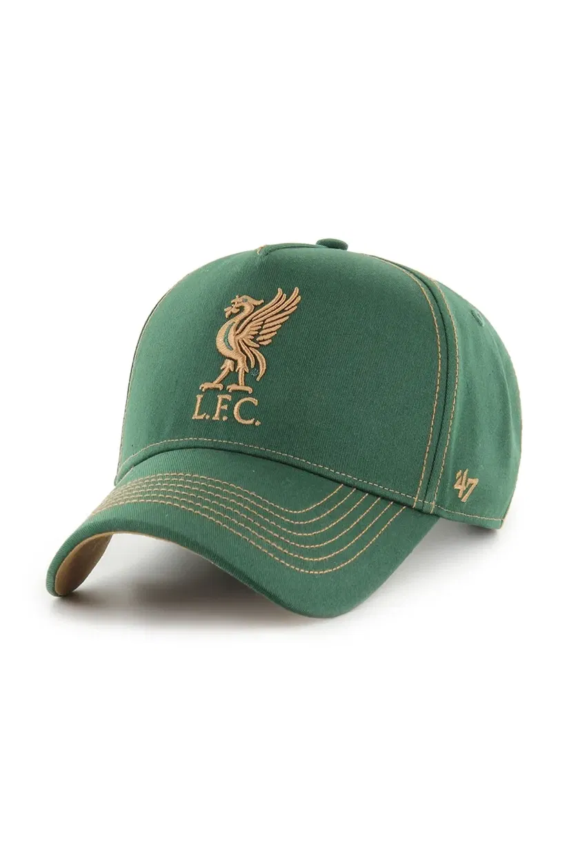 47 brand șapcă de baseball din bumbac Liverpool FC culoarea verde, cu imprimeu, EPL-CONDT04GWS-DG