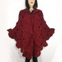 Pelerina bordo de dama, eleganta. Poncho crosetat descheiat. Cardigan triunghiular handmade