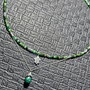 Colier argint smarald charm frunza lant argint minimalist boho chic trendy - Transport gratuit