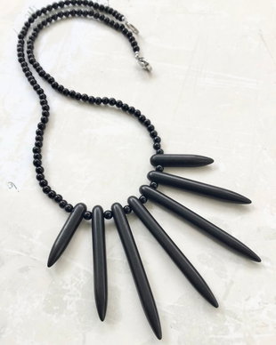 Colier CHOKER onix negru & howlit negru