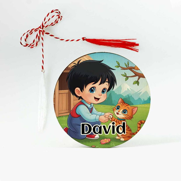 Martisor copii, baiat cu pisicuta