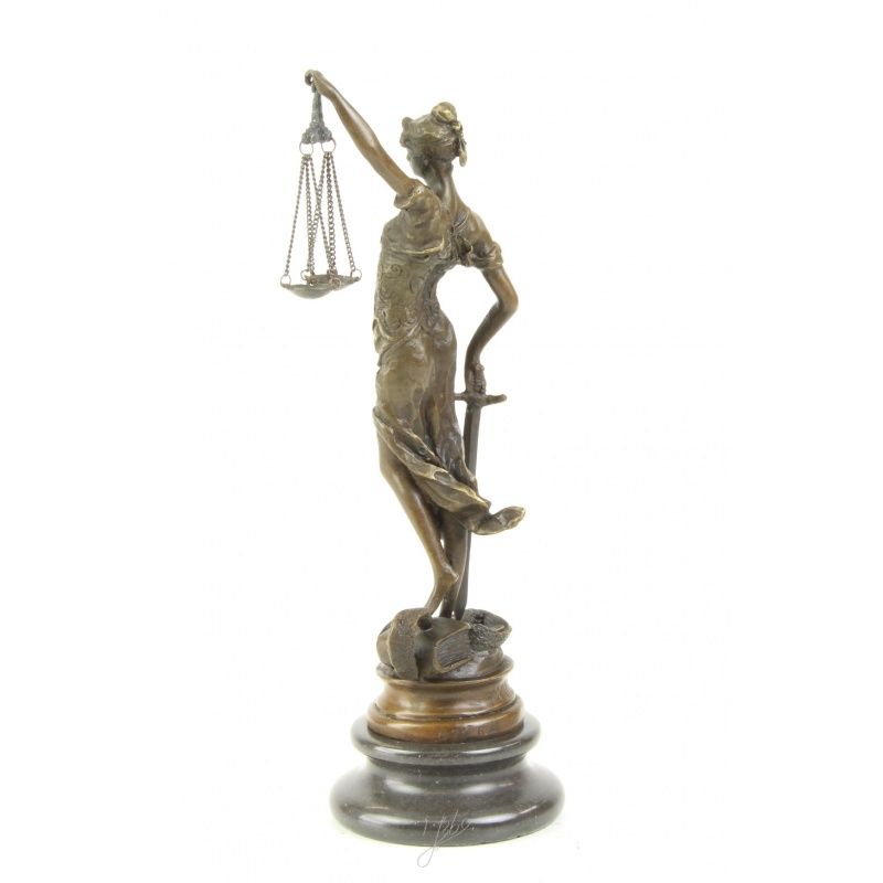 Justitia - statueta din bronz pe un soclu din marmura