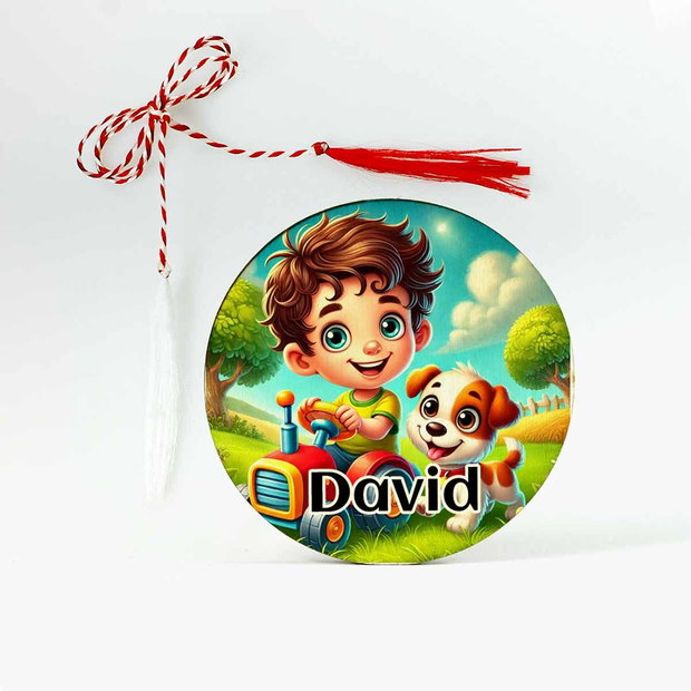 Martisor copii, baiat cu catel