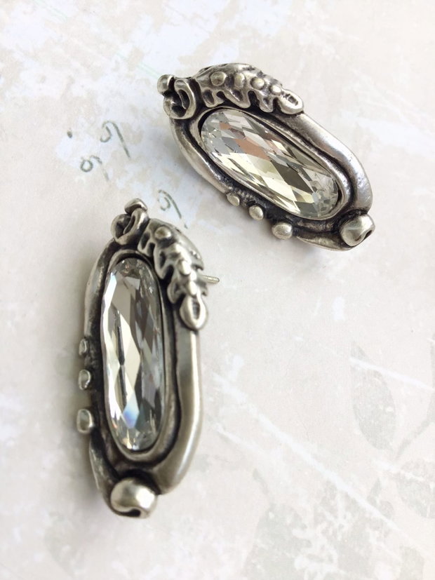 Set zamac argintat & cristal de stanca