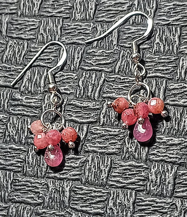 Set argint safir roz colier cercei conector ramura lant argint minimalist boho chic trendy - Transport gratuit