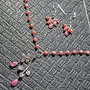 Set argint safir roz colier cercei conector ramura lant argint minimalist boho chic trendy - Transport gratuit