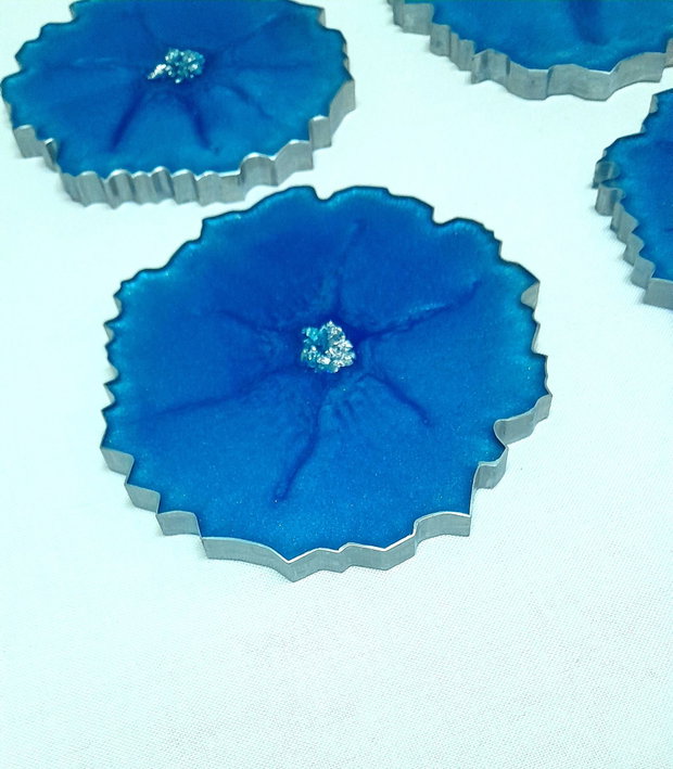 Soft blue - set de 4 coastere din rășină epoxidică