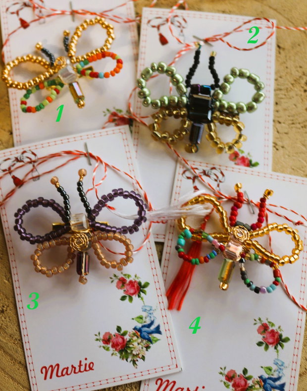 Brose handmade din margele de nisip - butterfly