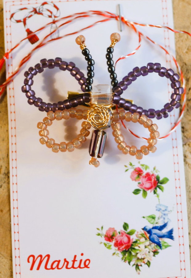 Brose handmade din margele de nisip - butterfly