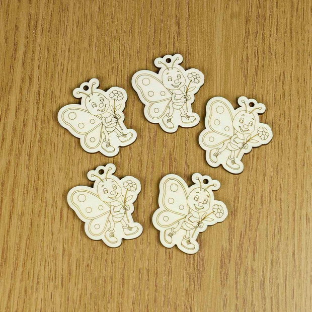 Blank lemn martisor, fluturas cu floare