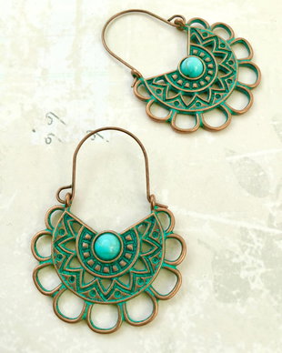 Cercei Boho cupru & turcoaz