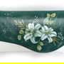 Plic din piele alba cu capac verde crud, pictat manual