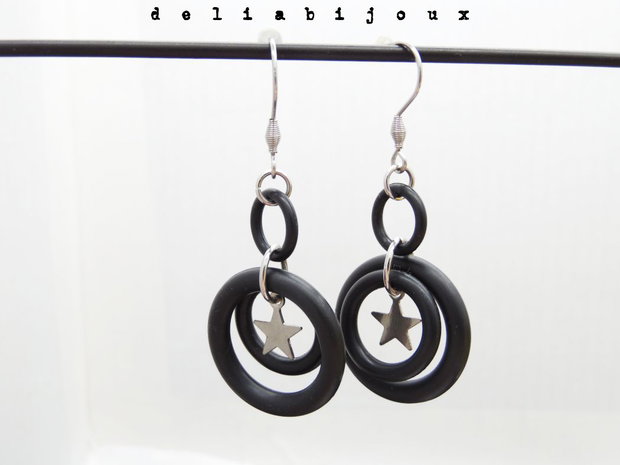 Cercei handmade statement - Stil Industrial - cauciuc (cod1176)