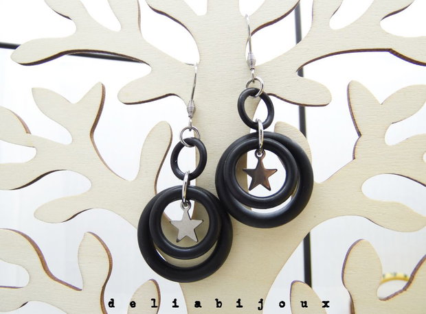 Cercei handmade statement - Stil Industrial - cauciuc (cod1176)