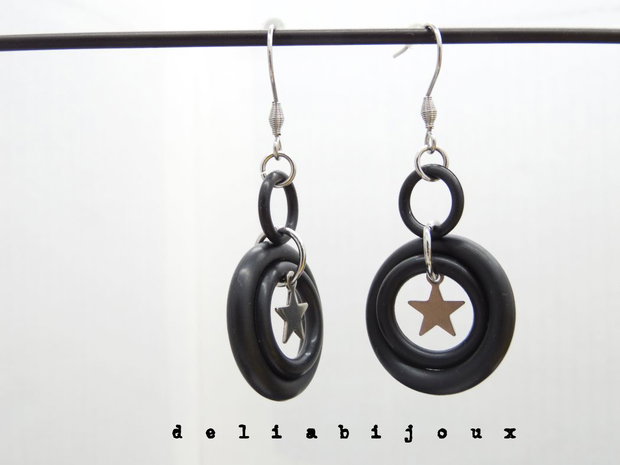 Cercei handmade statement - Stil Industrial - cauciuc (cod1176)