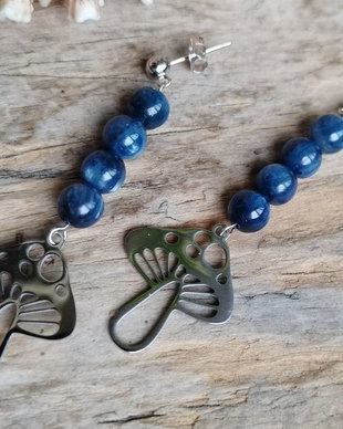 Ciupercute dupa ploaie - cercei kyanite, tortite argint rodiat
