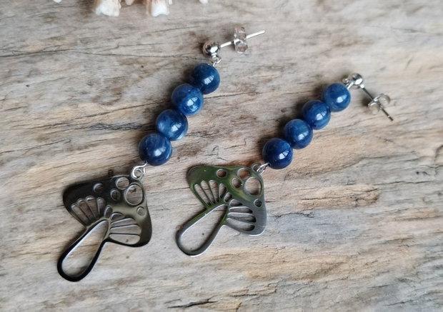 Ciupercute dupa ploaie - cercei kyanite, tortite argint rodiat