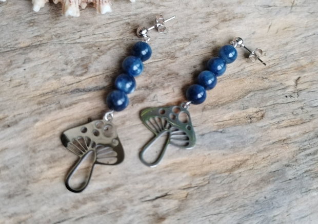Ciupercute dupa ploaie - cercei kyanite, tortite argint rodiat