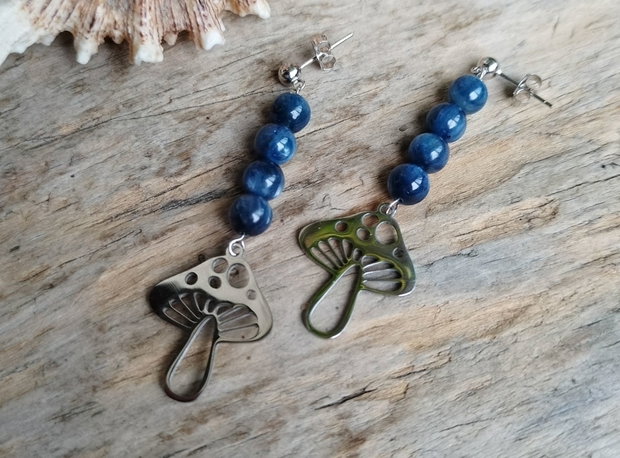 Ciupercute dupa ploaie - cercei kyanite, tortite argint rodiat