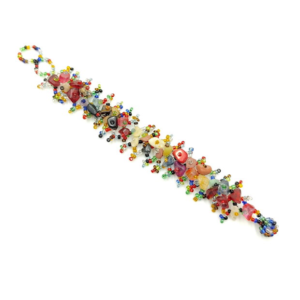 Bratara din margelute de nisip si chipsuri multicolore, 4401