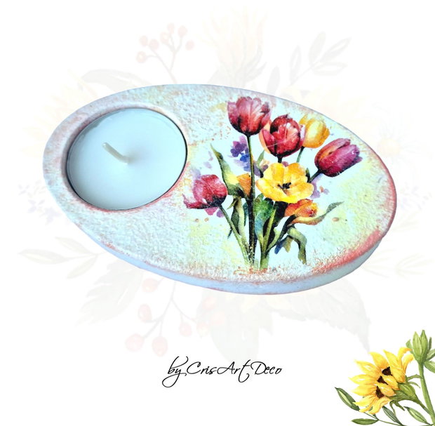 Suport decorativ pentru lumanare - buchet lalele 122813
