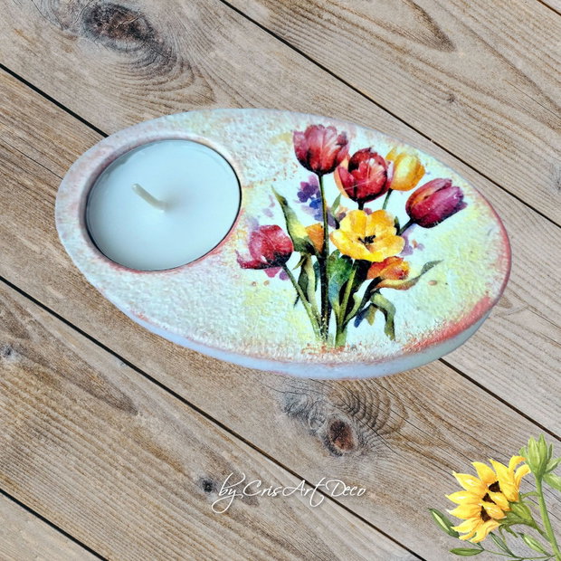 Suport decorativ pentru lumanare - buchet lalele 122813