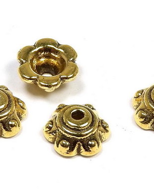 Capacel metalic, auriu antichizat, 7x3 mm