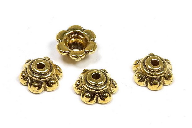 Capacel metalic, auriu antichizat, 7x3 mm