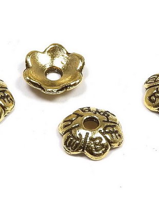 Capacel metalic, auriu antichizat, 6x2 mm