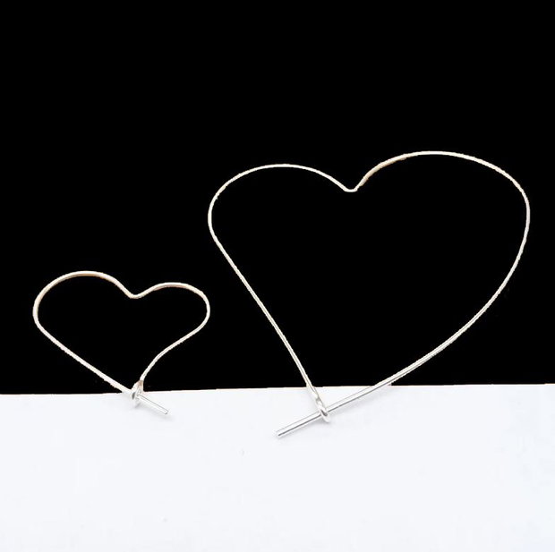 Cercei mari "Heart" din argint