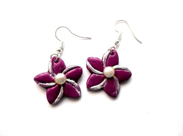 cercei fimo  mov inchis 47964