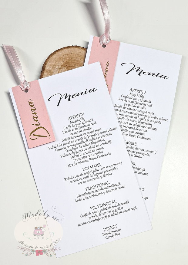 Meniu individual cu place card