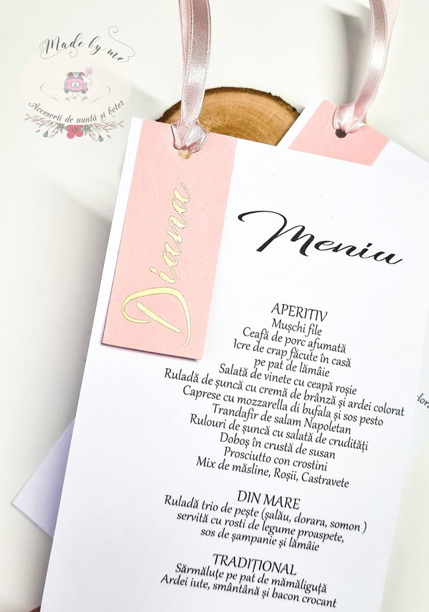 Meniu individual cu place card