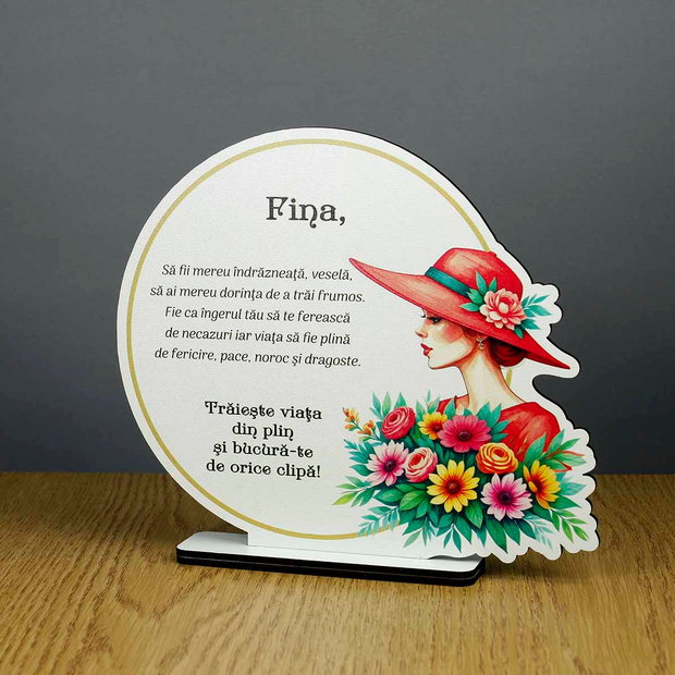 Trofeu 8 martie personalizat pentru fina
