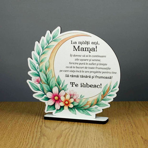 Trofeu 8 martie, ziua femeii, personalizat pentru mama