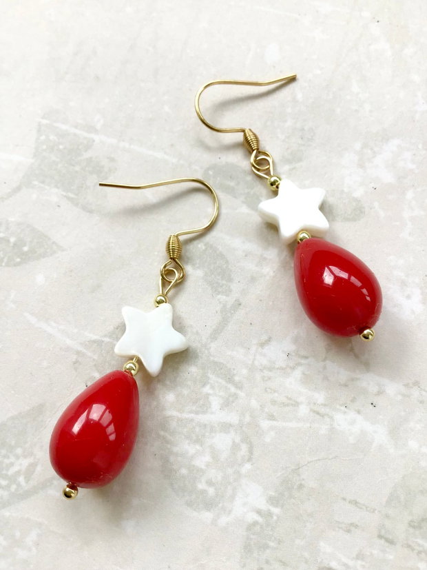 Cercei MARTISOR / CRACIUN perle rosii de Mallorca