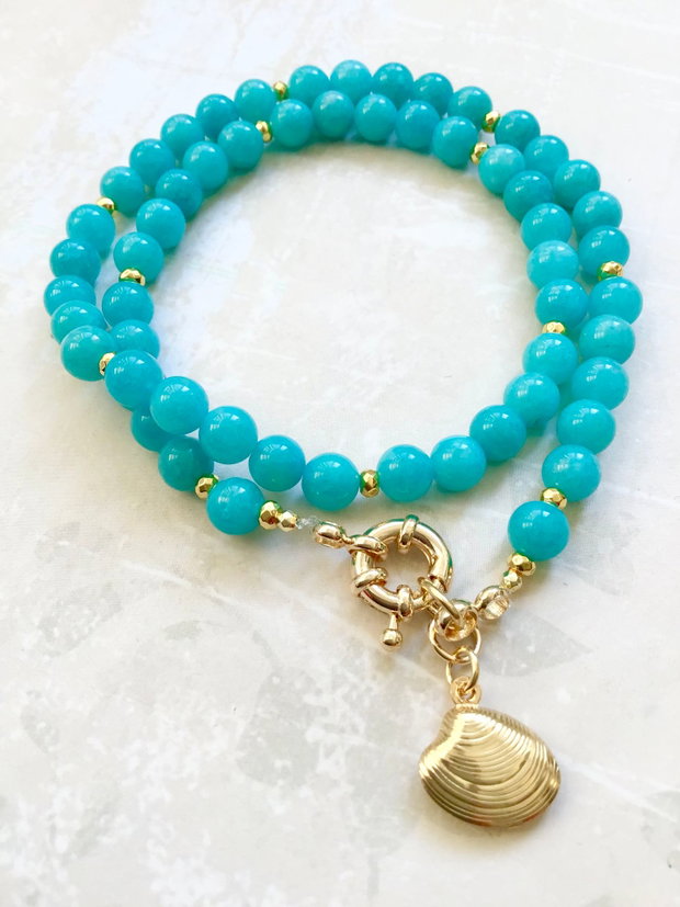 Colier CHOKER Jad bleu turcoaz