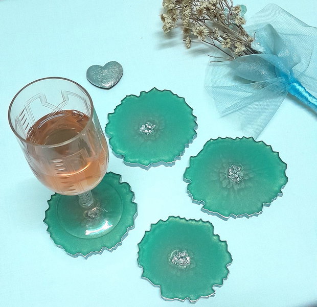Pastel green - set de 4 coastere din rășină