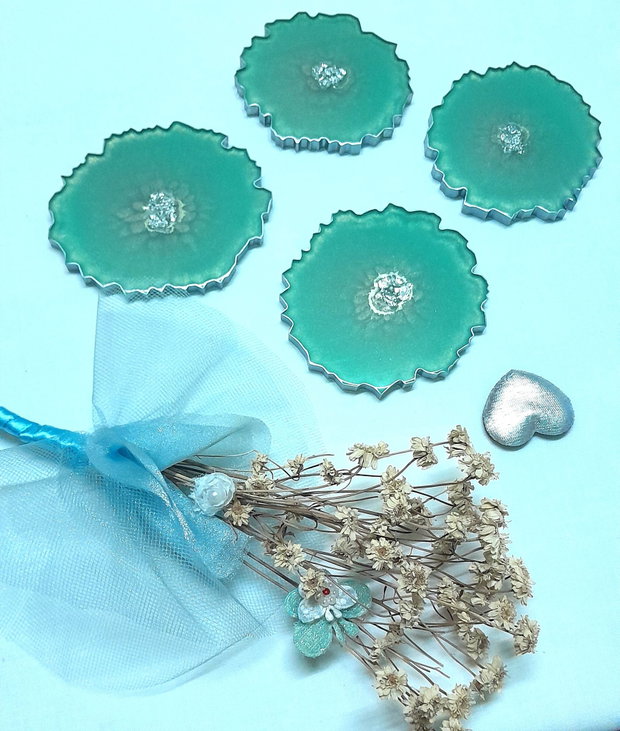 Pastel green - set de 4 coastere din rășină