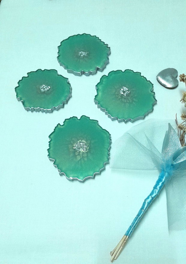 Pastel green - set de 4 coastere din rășină