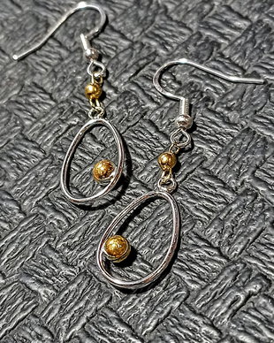 Cercei argint vermeil doua tonuri charm argint placat cu aur minimalisti trendy