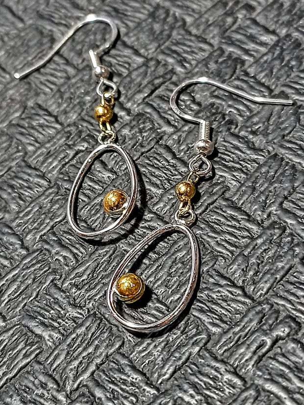 Cercei argint vermeil doua tonuri charm argint placat cu aur minimalisti trendy