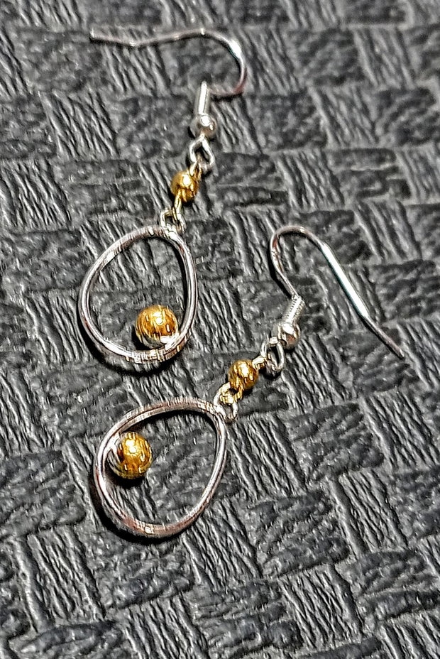 Cercei argint vermeil doua tonuri charm argint placat cu aur minimalisti trendy