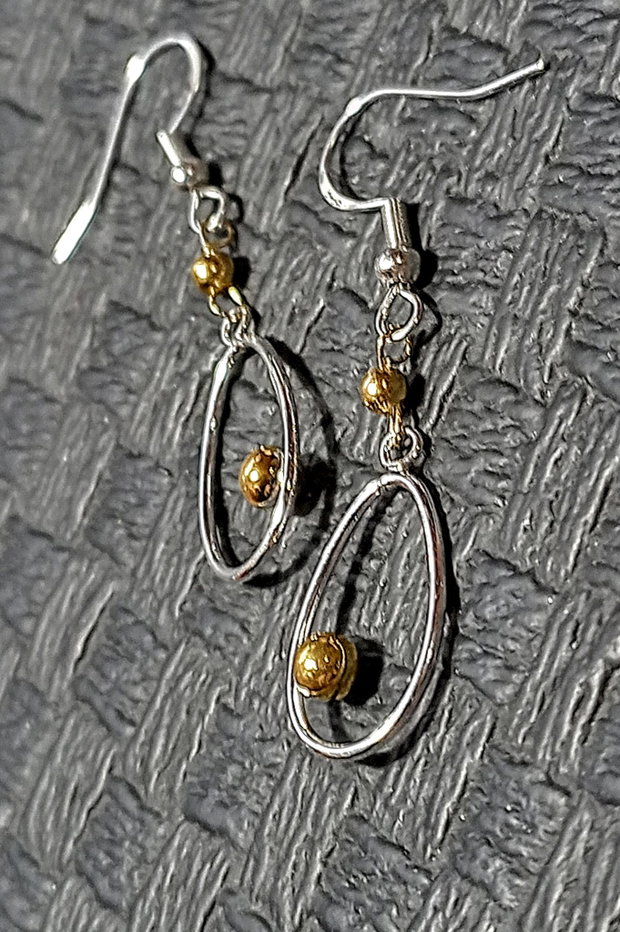 Cercei argint vermeil doua tonuri charm argint placat cu aur minimalisti trendy