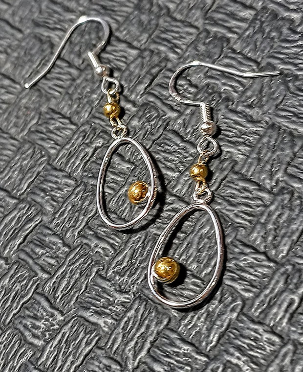 Cercei argint vermeil doua tonuri charm argint placat cu aur minimalisti trendy